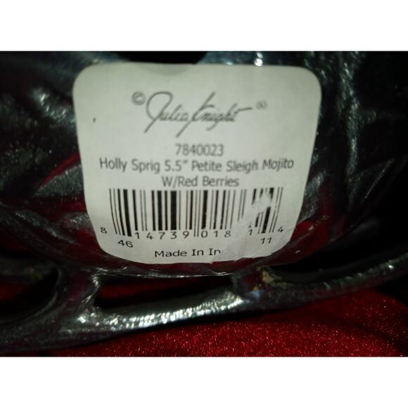 Julia Knight Holly Sprig 5.5" Petite Sleigh Bowl Mojito Enamel & mother of pearl - Picture 2 of 7